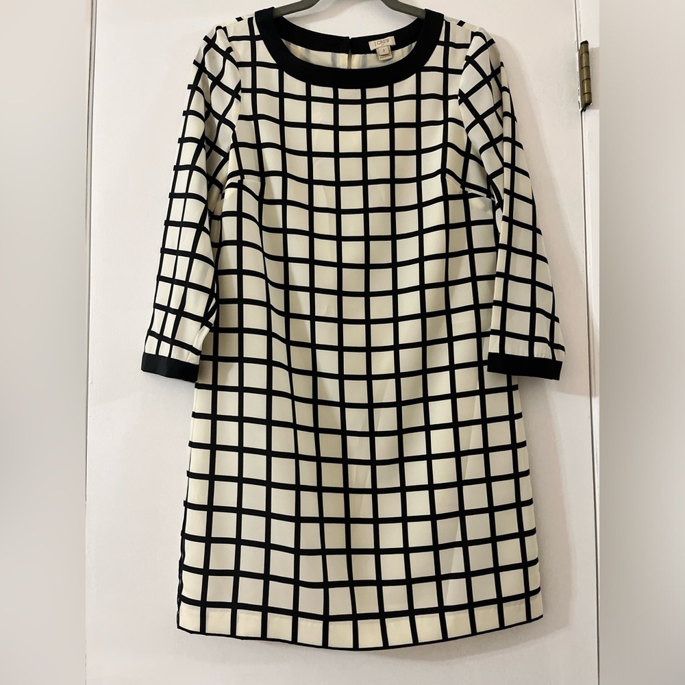J. Crew Window Pane Shift Dress Size 2 Black & White​ - Picture 2 of 5